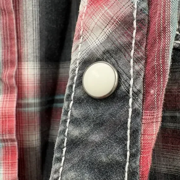 BKE Vintage Shirt Mens XL Plaid Western Pearl Snap Athletic Fit Cowboy - Picture 12 of 14